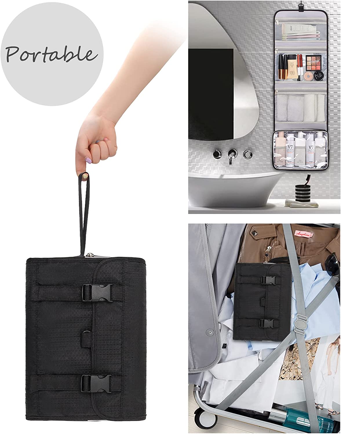 Relavel Travel Hanging Toiletry Bag(Black)