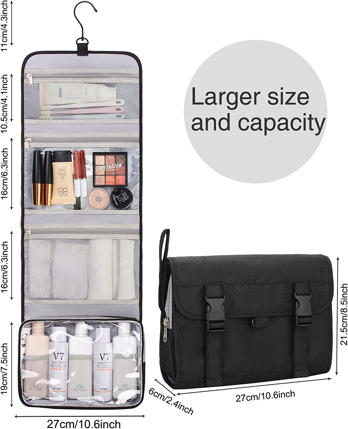 Relavel Travel Hanging Toiletry Bag(Black)