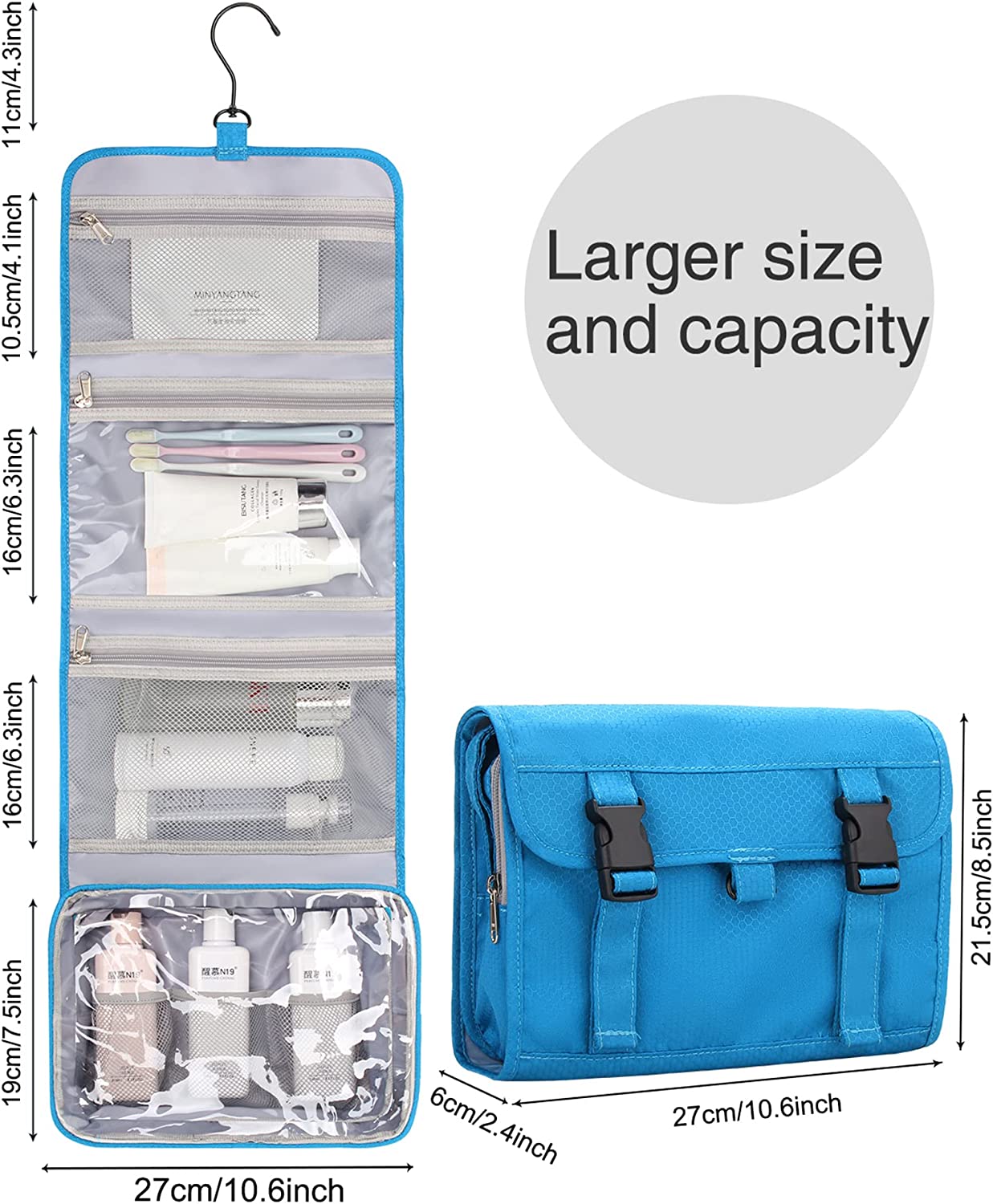 Relavel Travel Hanging Toiletry Bag(Blue)