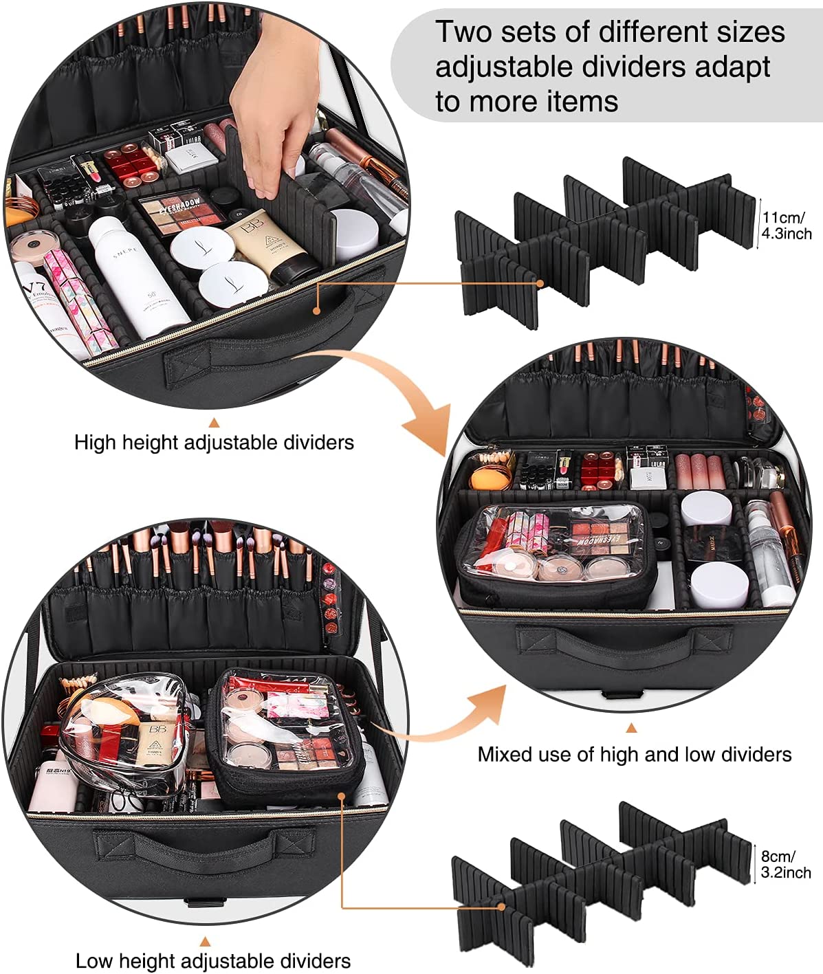 New Extra Large Makeup Case with Adjustable Dividers