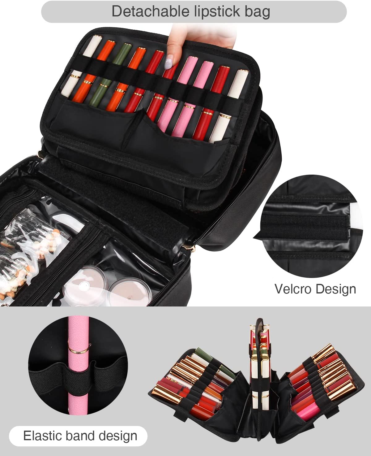 Relavel Detachable 60 Slots 3 Layer Lipstick Storage Case