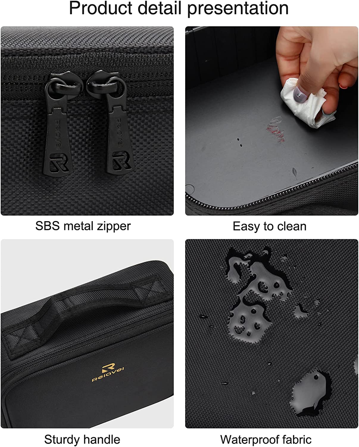 Black small makeup case with Plastic Adjustable Dividers