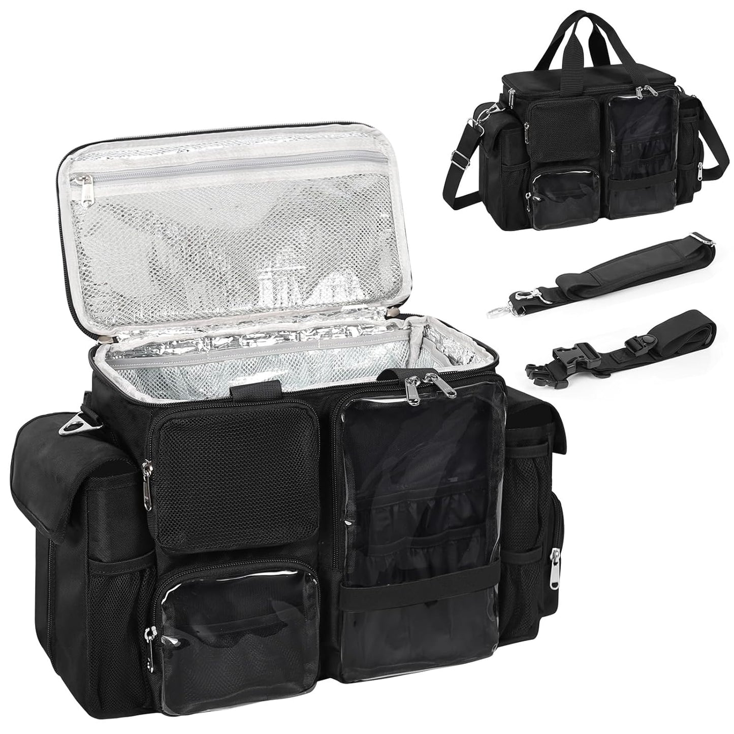 Large Capacity Hair Tools Travel Waist Bag with Multi Pockets and Adjustable Dividers