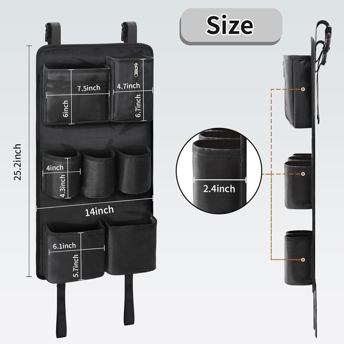 Large Capacity Side Hanging Storage Bag for Makeup Chair with Multiple Pockets