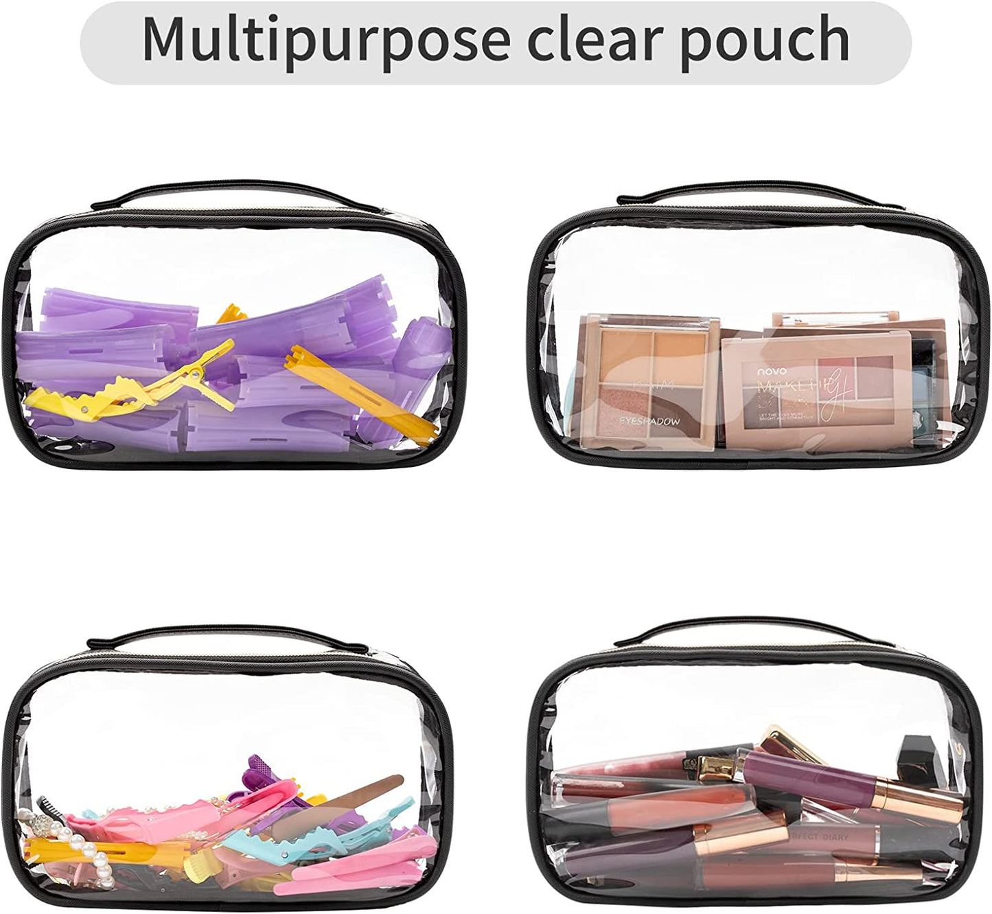 Large Makeup Train Case with 4 Clear Makeup Bags Set for Hairstylist