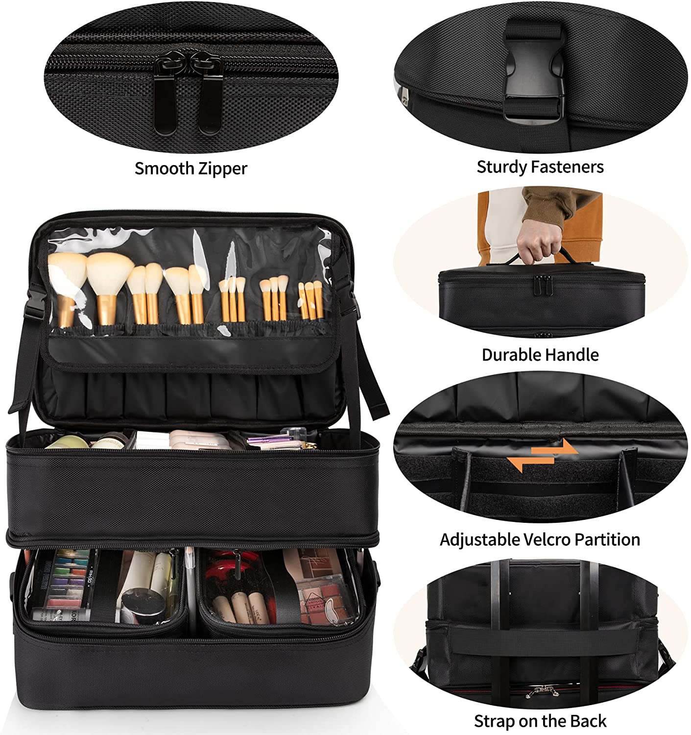 Large Makeup Train Case with a Large Makeup Travel Bag for Hairstylist