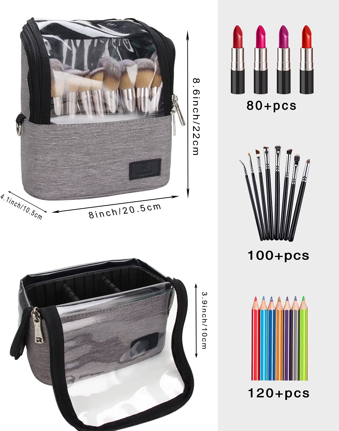 Makeup Brush Case Stand-up (gray, Small)