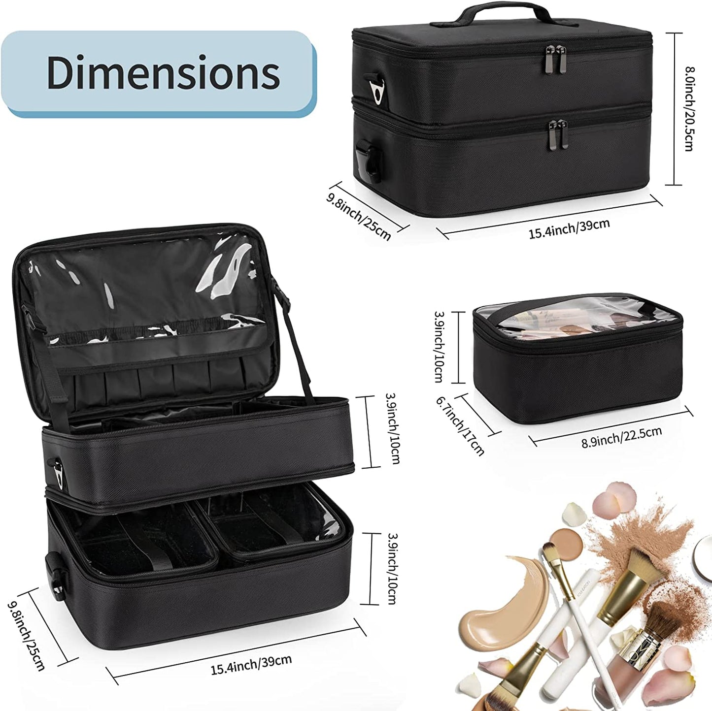 Professional Double Layer Large Travel Makeup Case