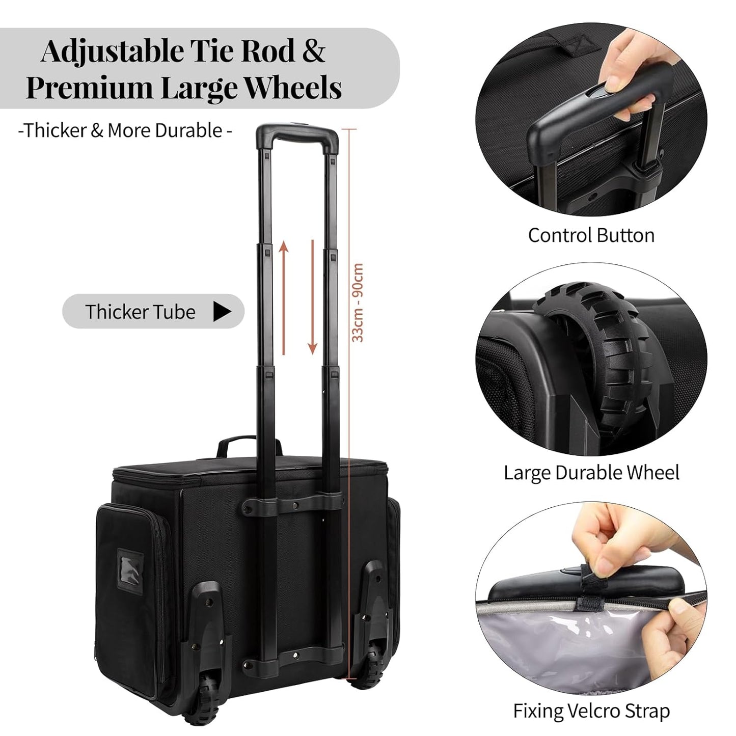 Rolling Extra Large Hairdresser Makeup Train Case with Heat Resistant Lining for Hot Hair Tools