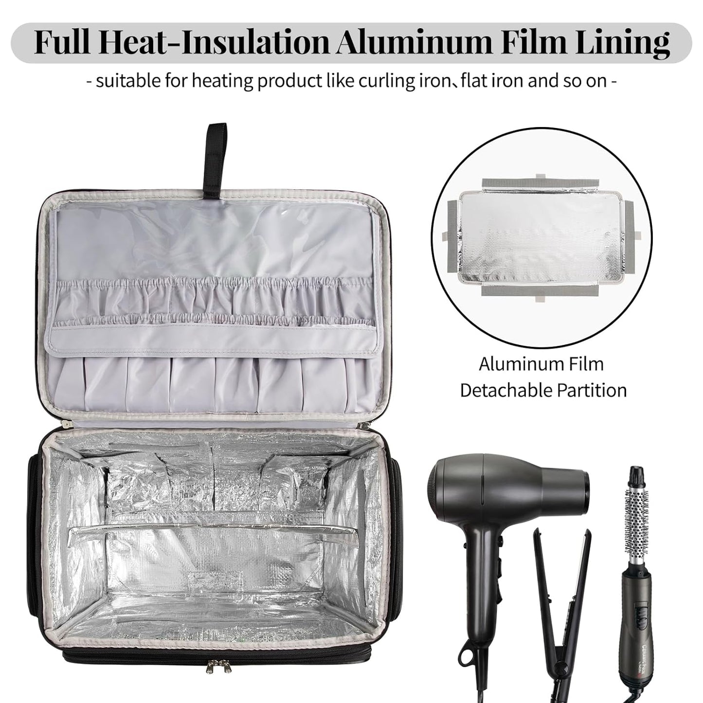 Rolling Extra Large Hairdresser Makeup Train Case with Heat Resistant Lining for Hot Hair Tools