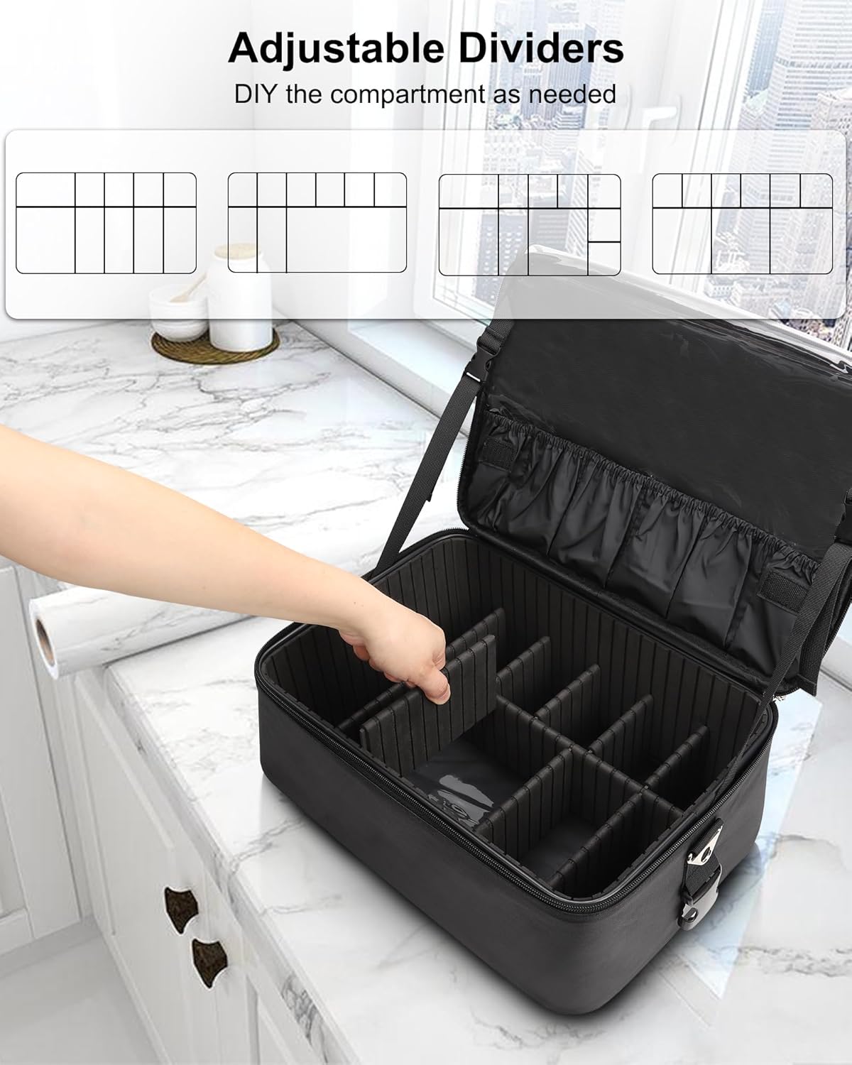 Rolling Hairstylist Makeup Train Case with 4 Wheels and Large Makeup Case