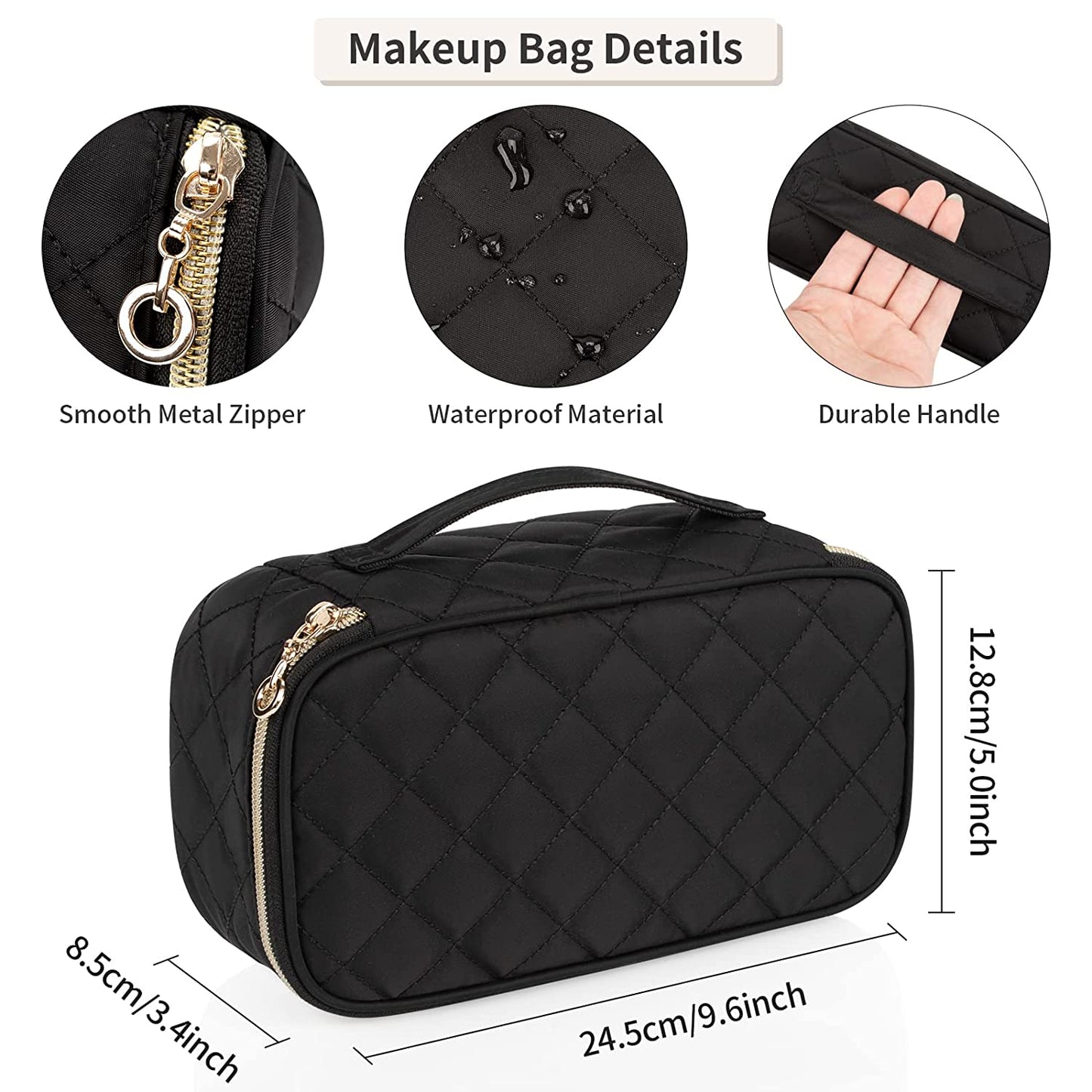 Small Black Rhombus Travel Makeup Bag