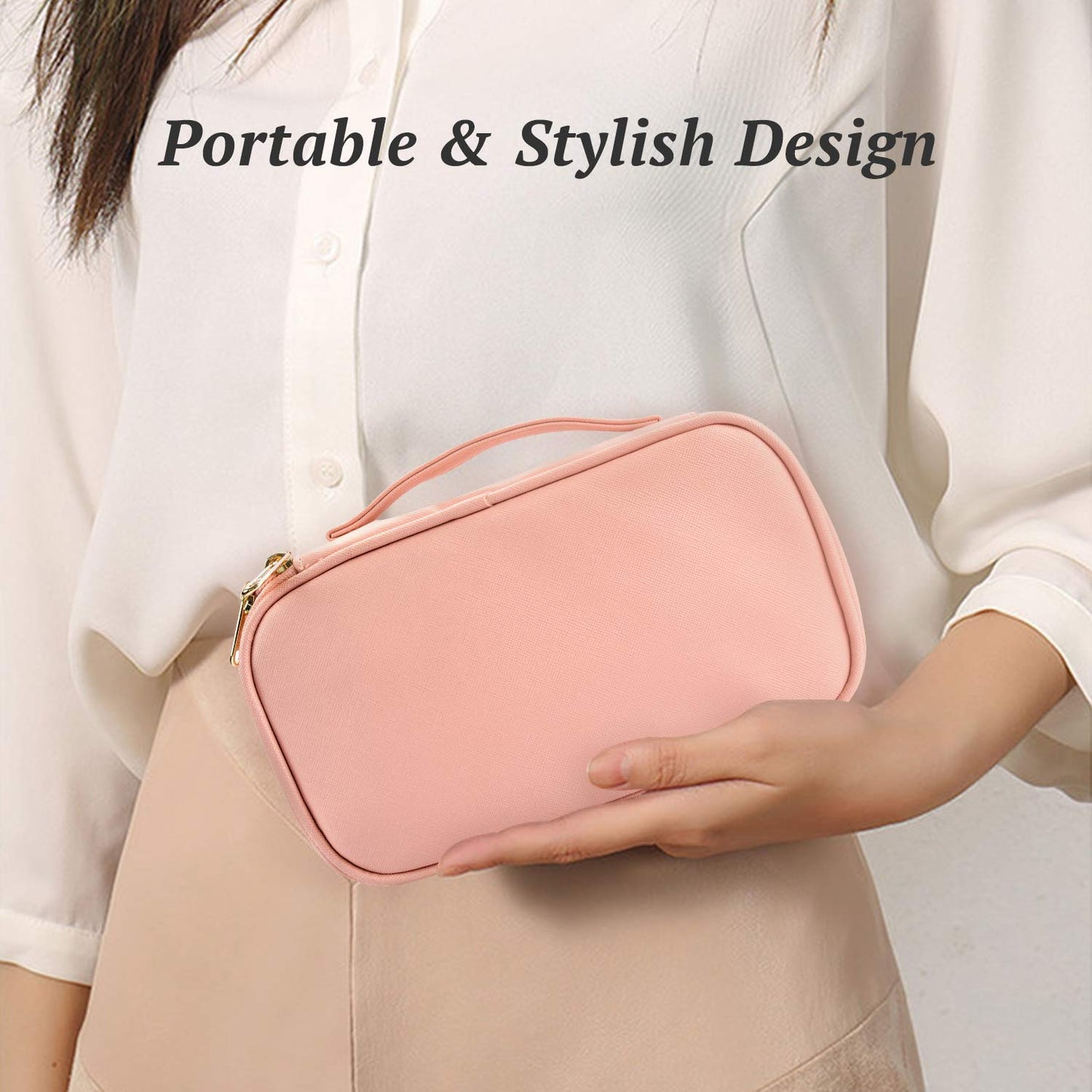 Small Pink Portable Travel Makeup Bag