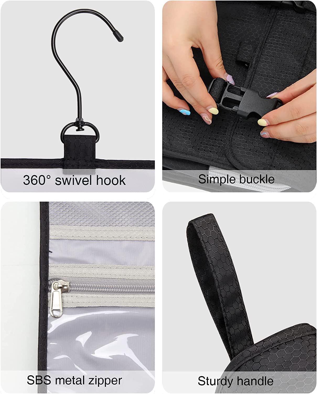 Relavel Travel Hanging Toiletry Bag（Black）