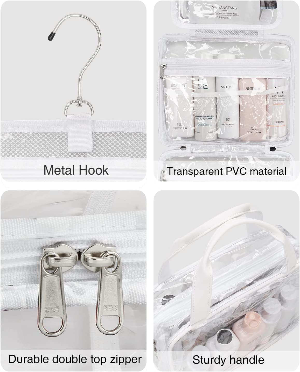 Clear Travel Toiletry Bag with Detachable TSA Approved