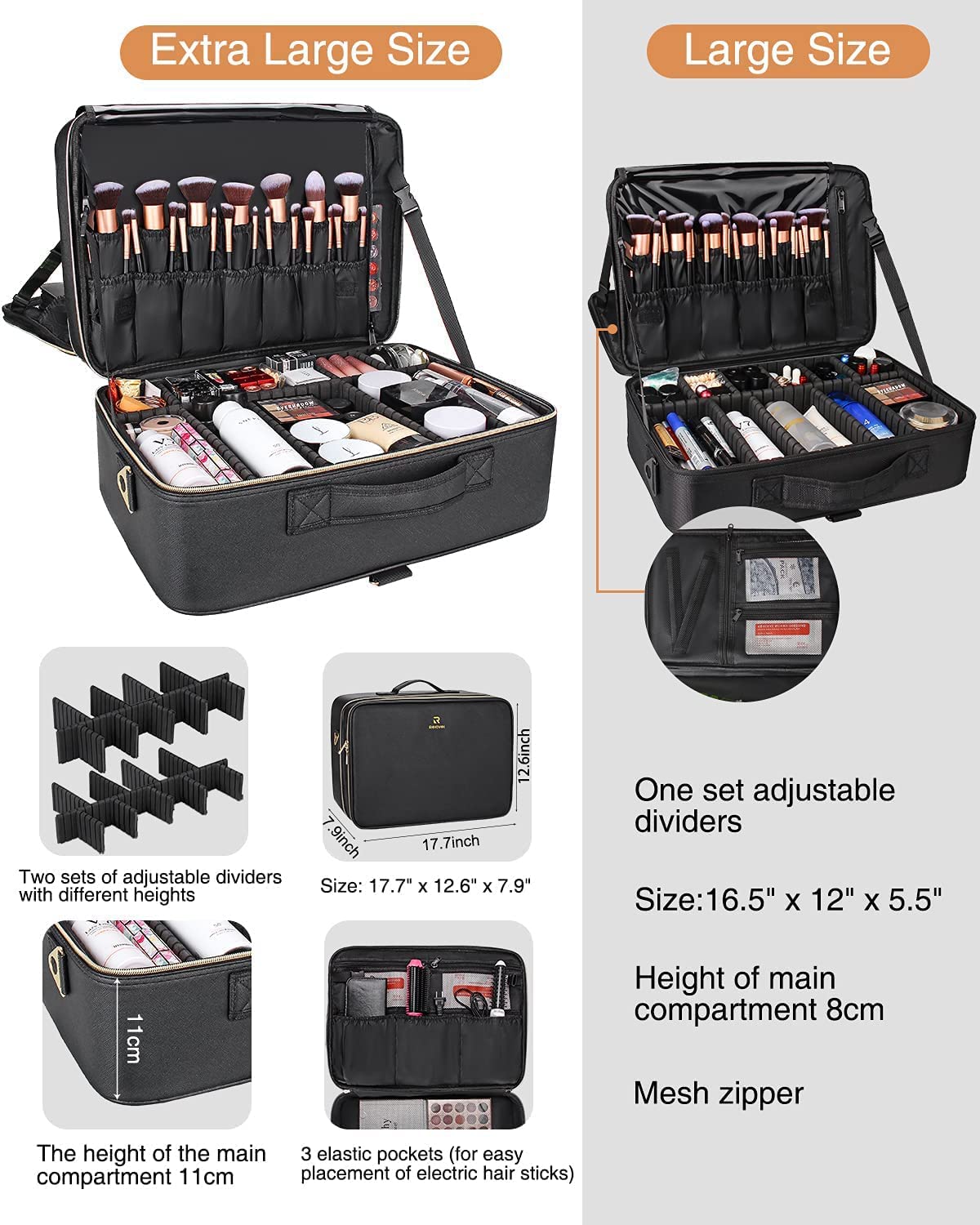 New Extra Large Makeup Case with Adjustable Dividers