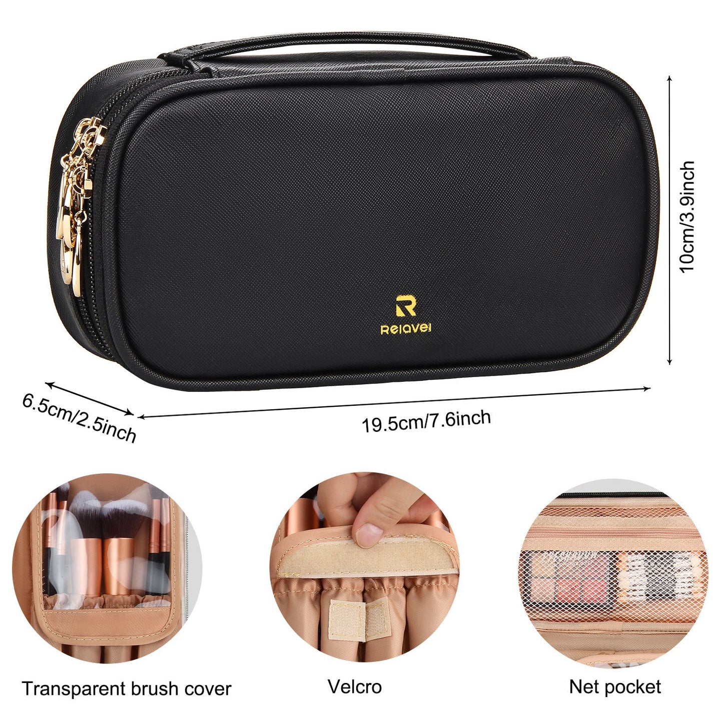 Black Small Travel Makeup Bag Cosmetic Bag