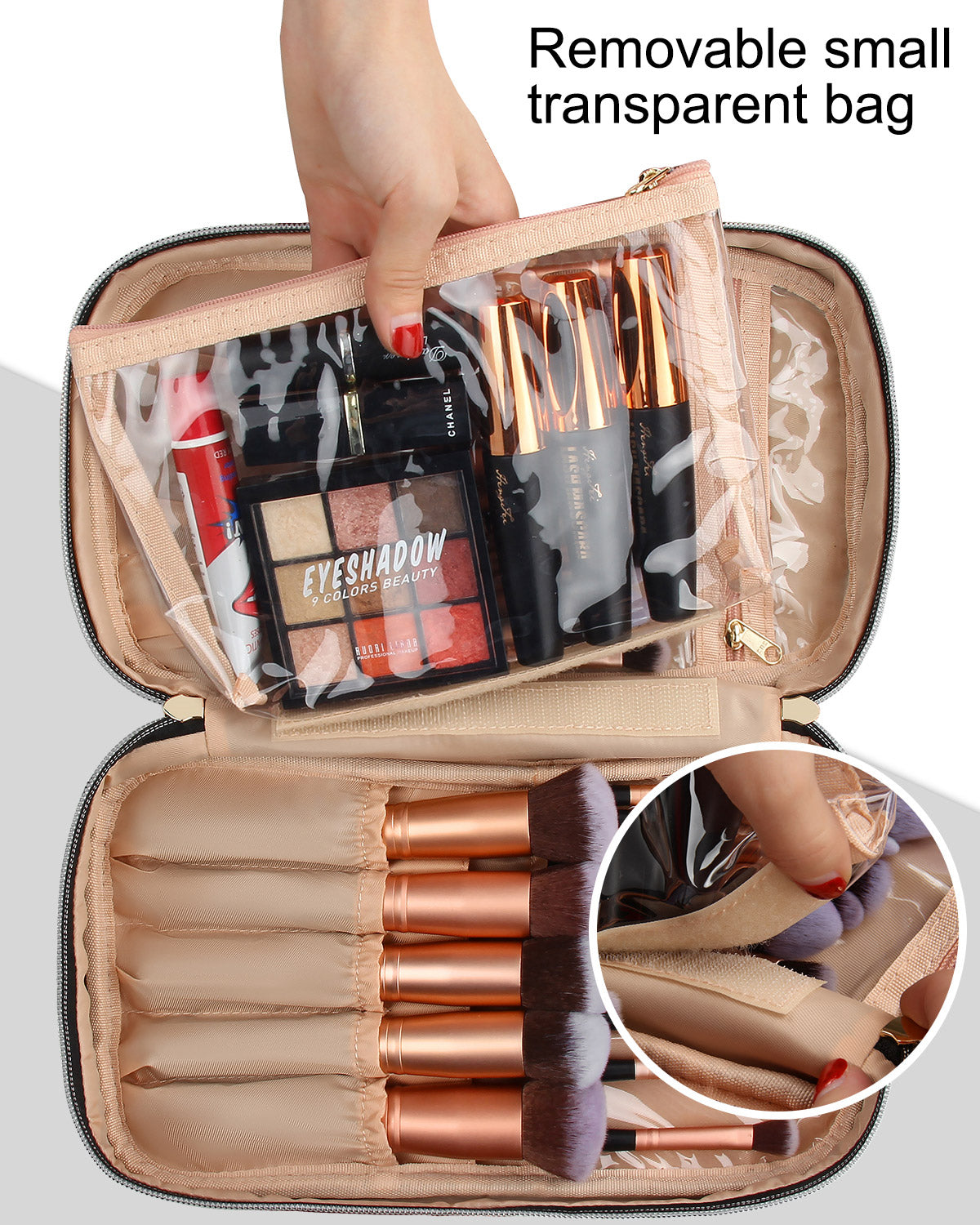 Black Makeup Brush Bags Organizer Cosmetic Bag