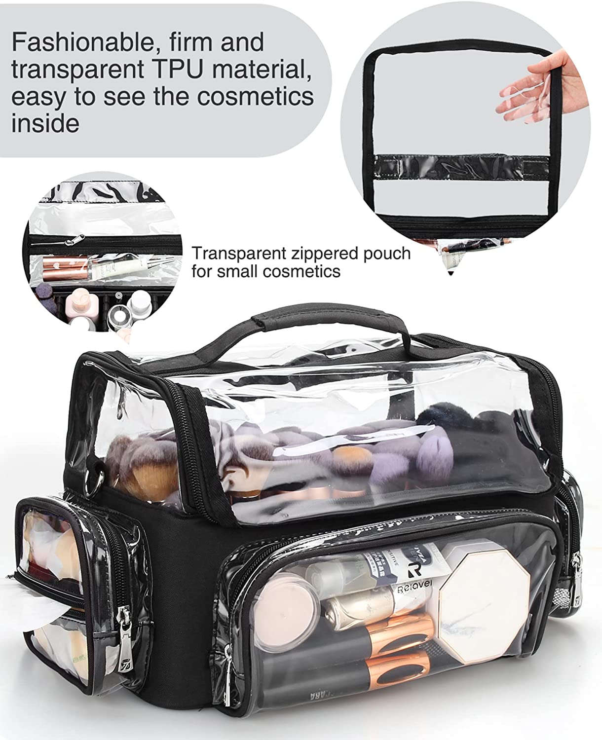 Relavel Clear Extra Large Professional Makeup  Artist  Brush Case