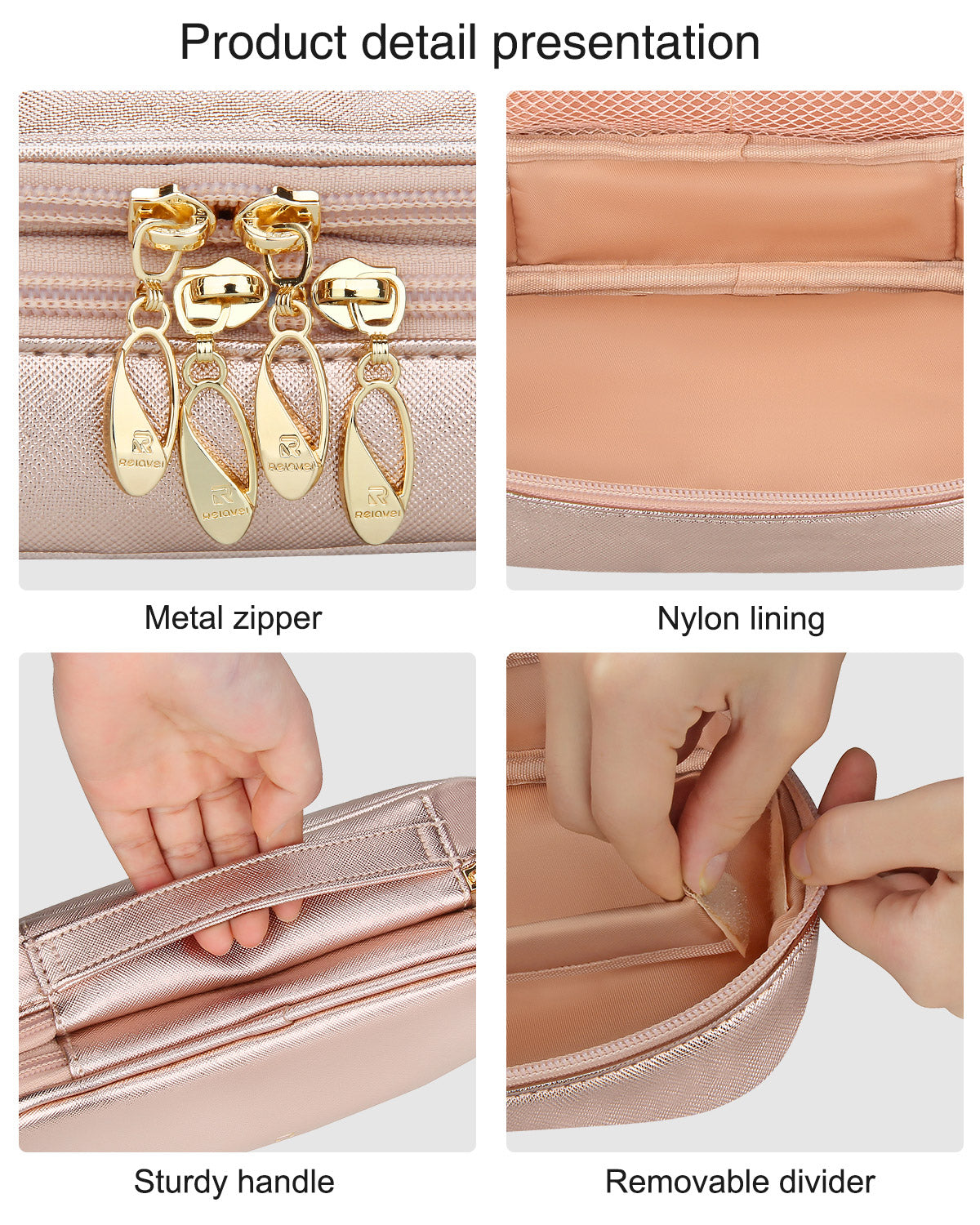 Cross Pattern Rose Gold Small Travel Makeup Bag Cosmetic Bag