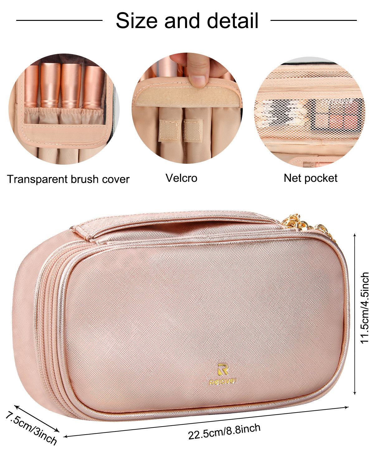 Cross Pattern Rose Gold Small Travel Makeup Bag Cosmetic Bag