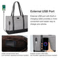 Gray USB Laptop Tote Bag for Women Work Bag 15.6 inch