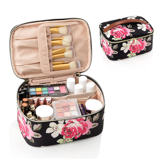 Relavel Large Makeup Bag Black Floral