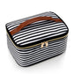Large Portable Makeup Bag with Toiletries Brushes Slots and Divider-Large Black/White Stripes