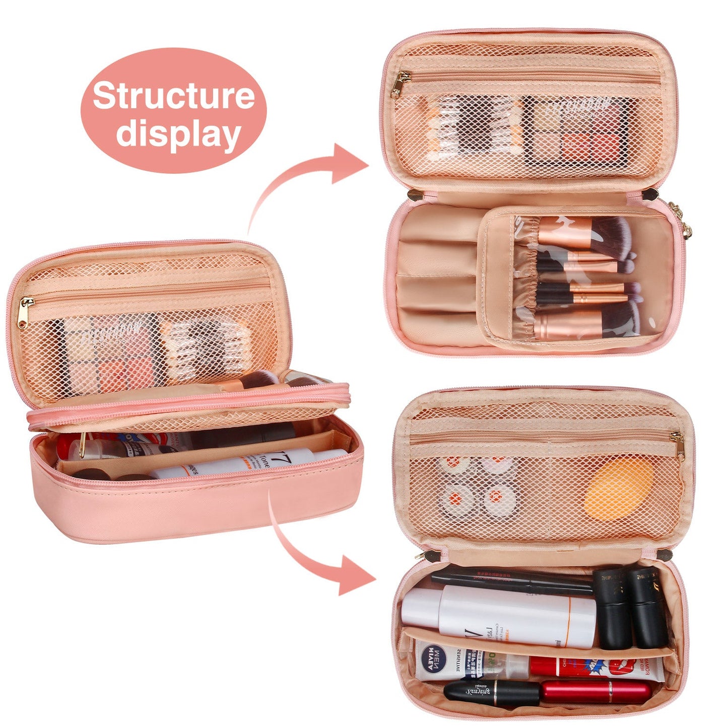 Makeup Bag Travel Cosmetic Bag for Women Girls Pink