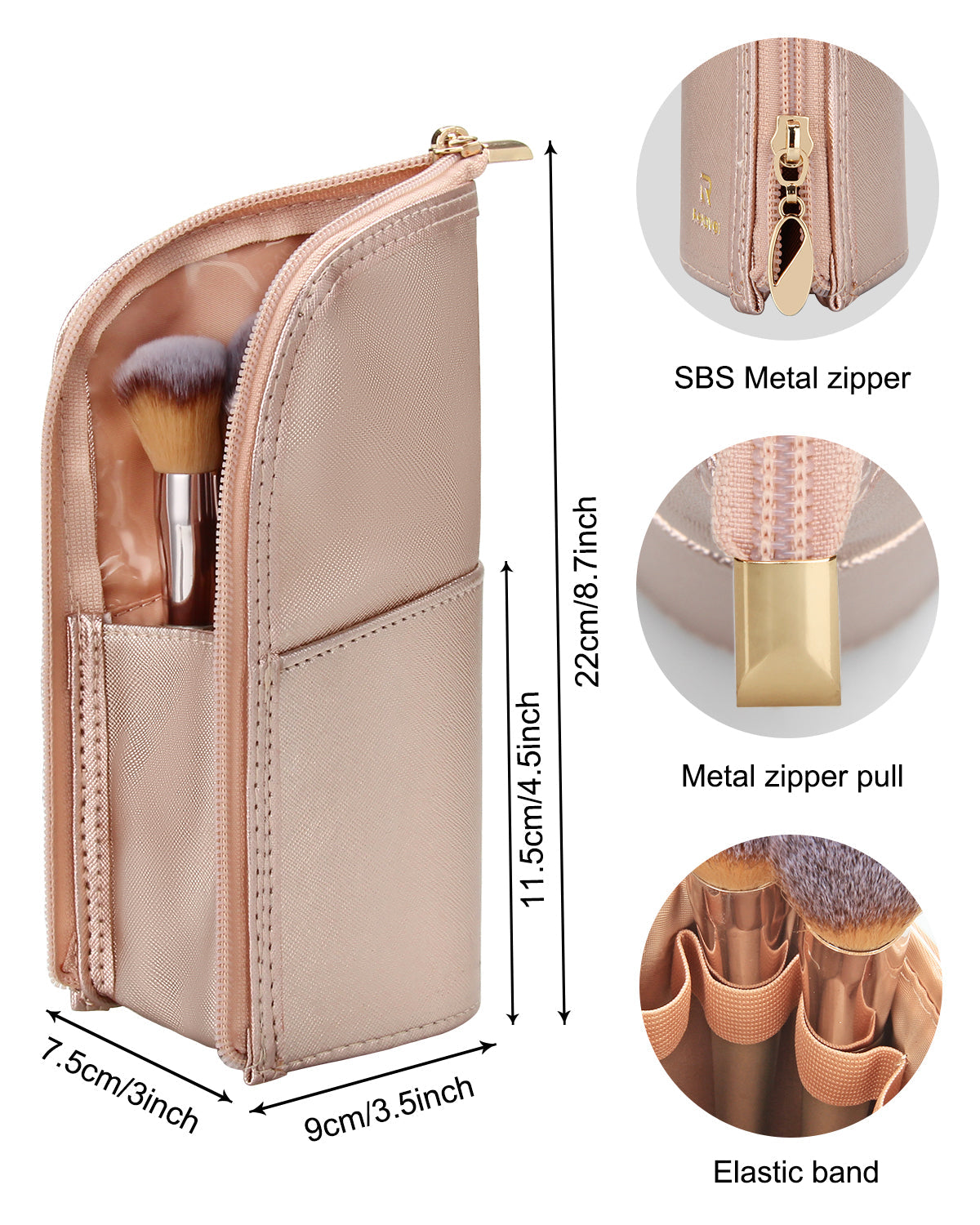 Makeup Brush Case Makeup Brush Holder Travel Professional Cosmetic Bag Artist Storage Bag Stand-up Foldable Makeup Cup (Black, Small)