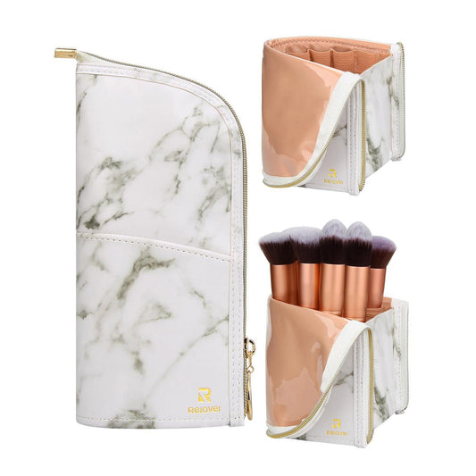 Marble White Makeup Brush Holder Organizer Bag Stand-up Makeup Cup Large