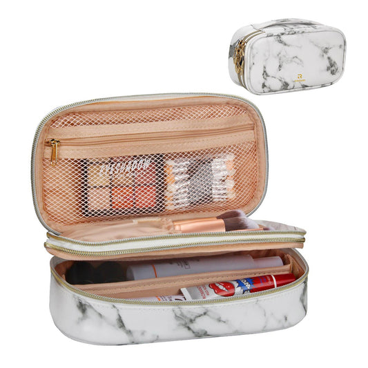 Marble White Small Travel Makeup Bag Cosmetic Bag