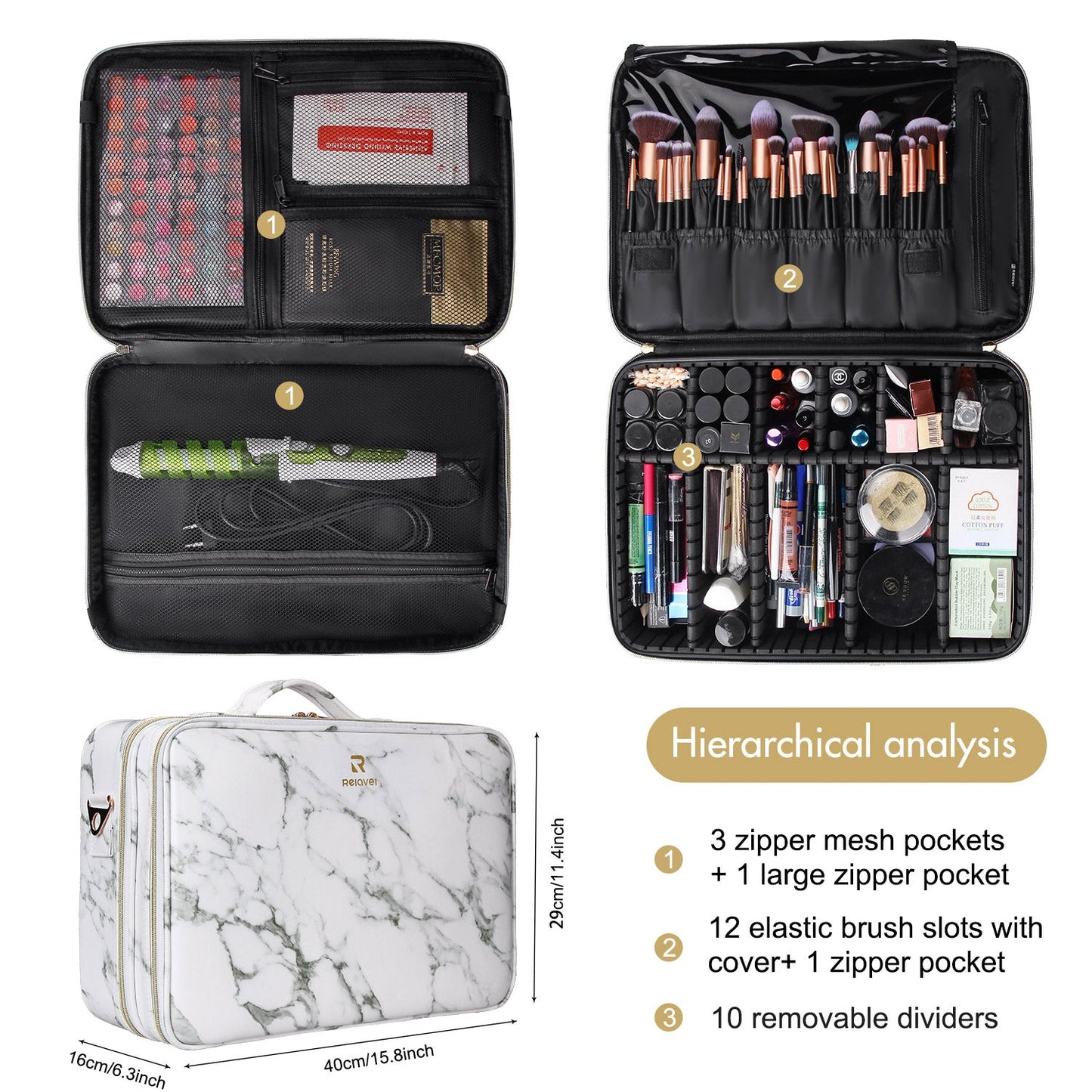 Marble White Large Makeup Case