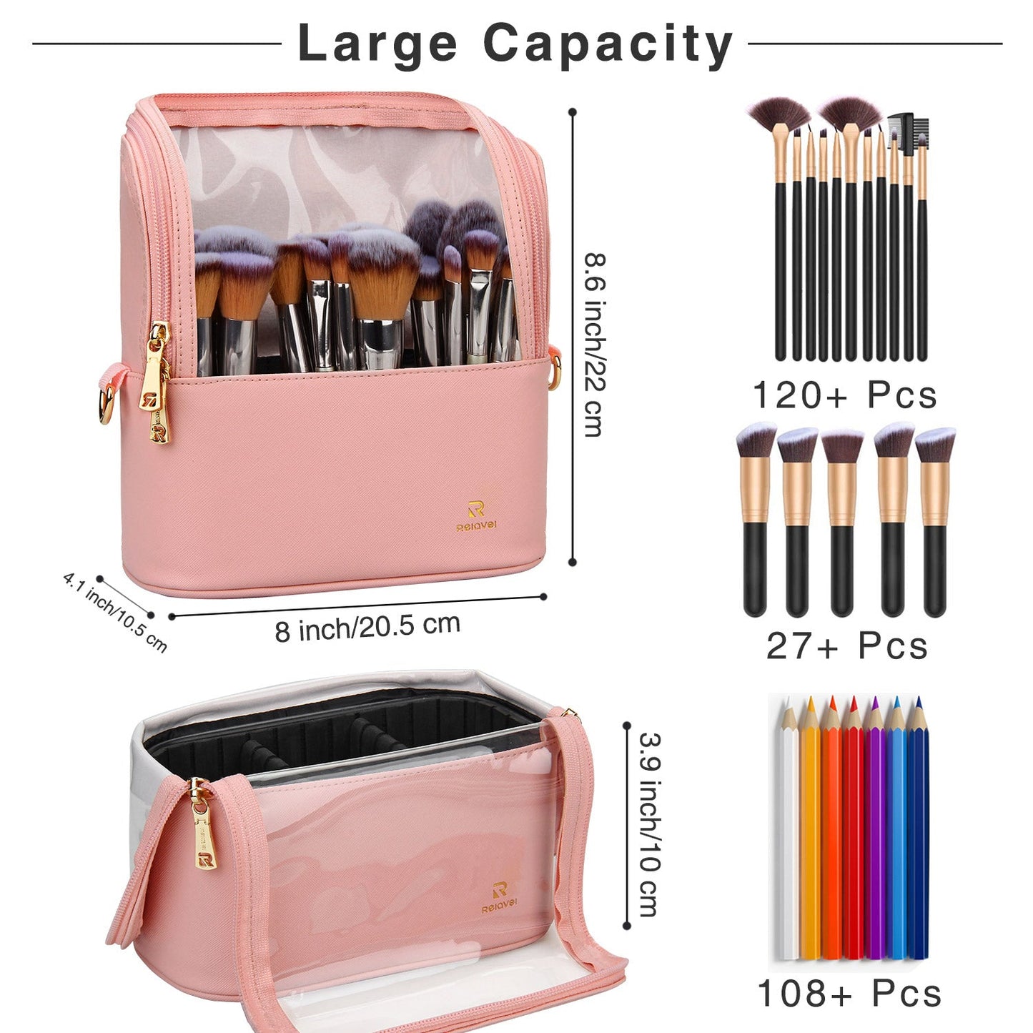 Pink Makeup Brush Holder Travel Makeup Bag For Women