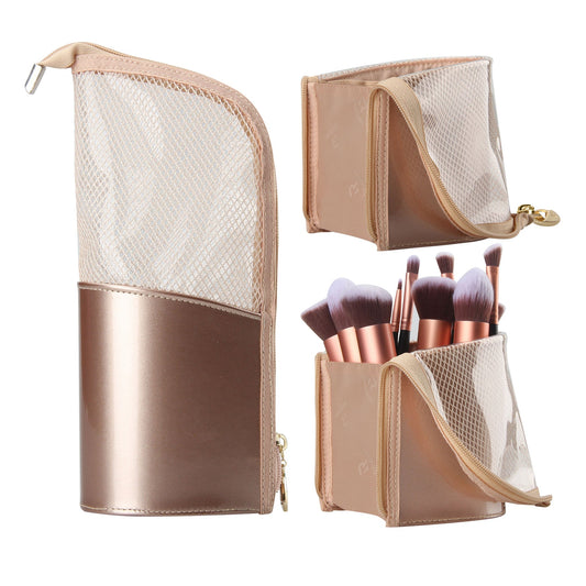 Portable Rose Gold Makeup Brush Holder