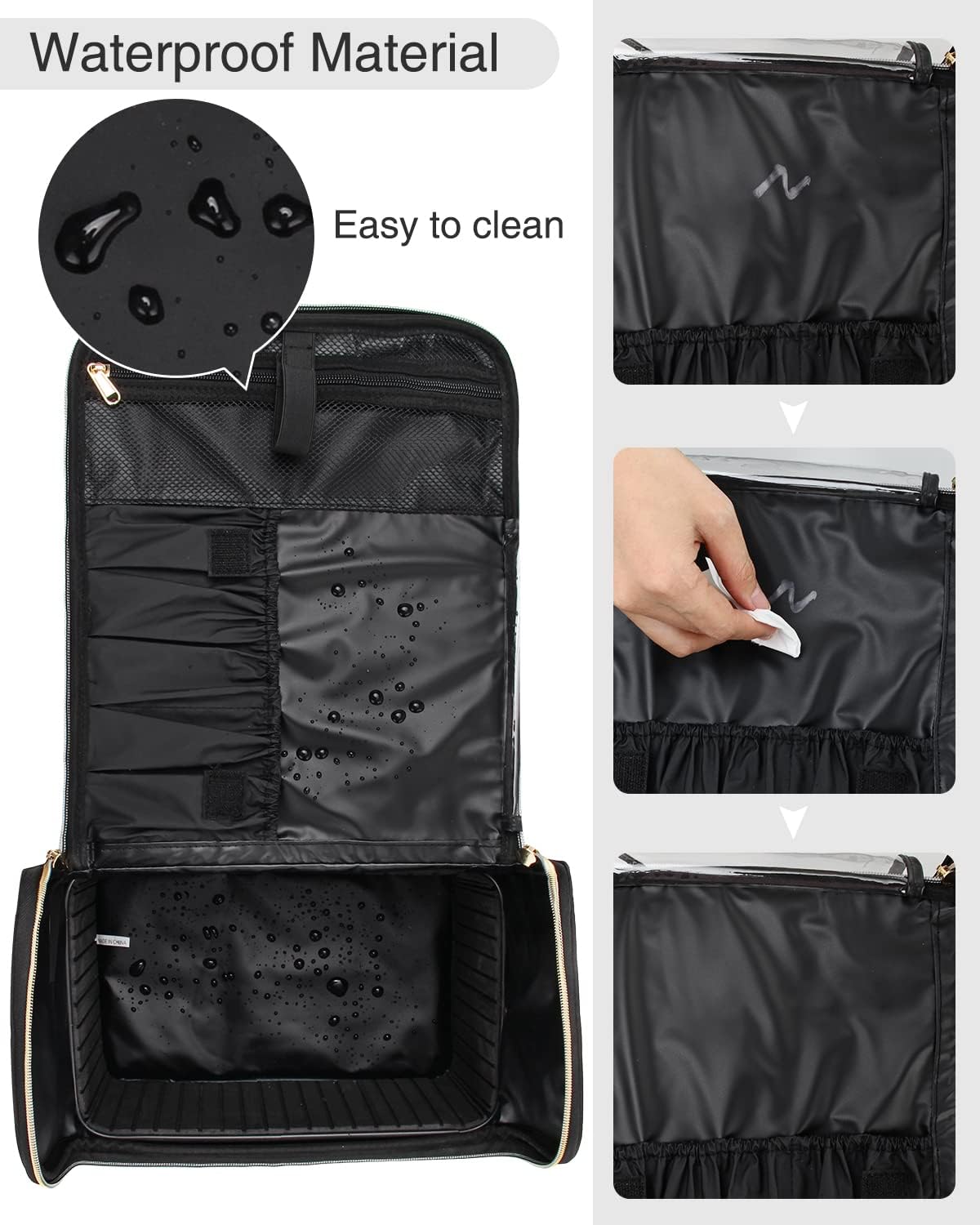 Professional Large Travel Makeup Bag with 4 Clear Bag and Adjustable Dividers and Shoulder Strap