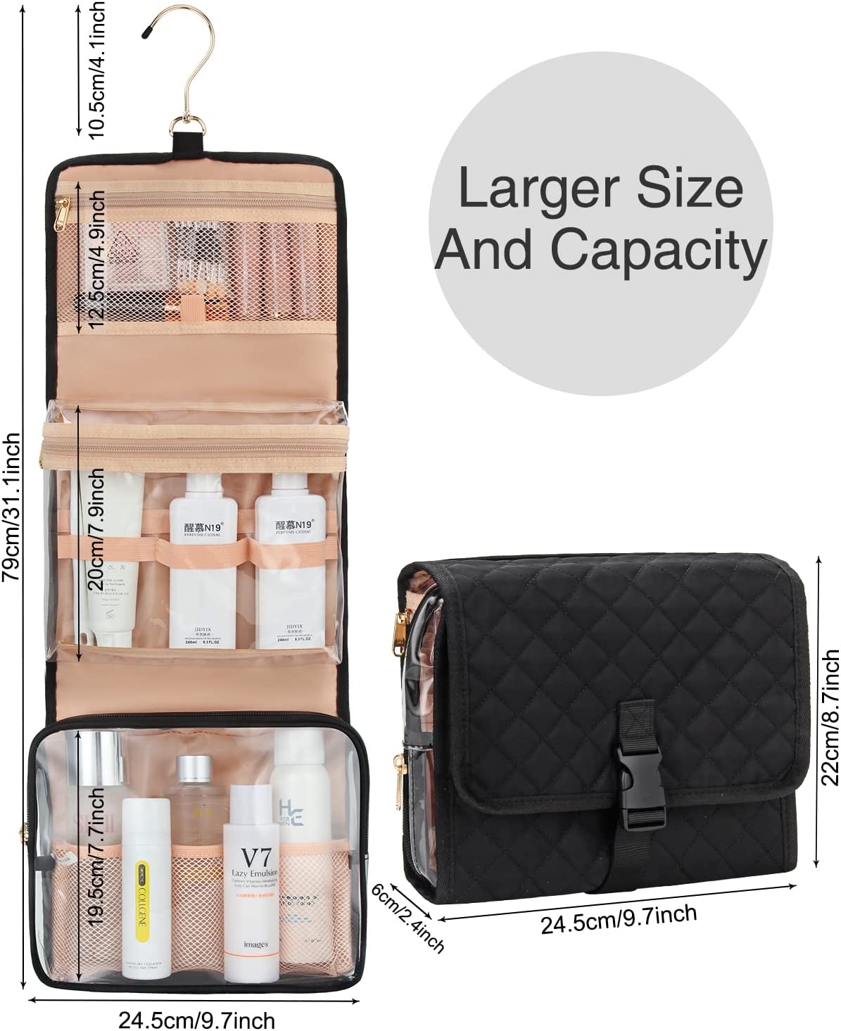 Rhombus Travel Toiletry Bag with Detachable TSA Approved