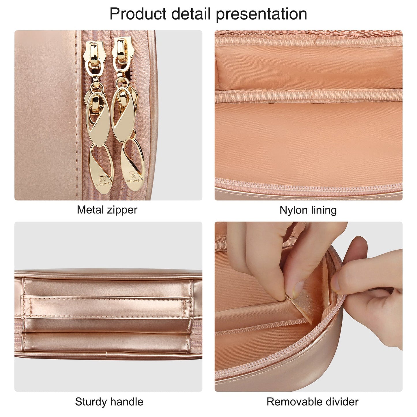 Rose Gold Small Travel Makeup Bag Cosmetic Bag