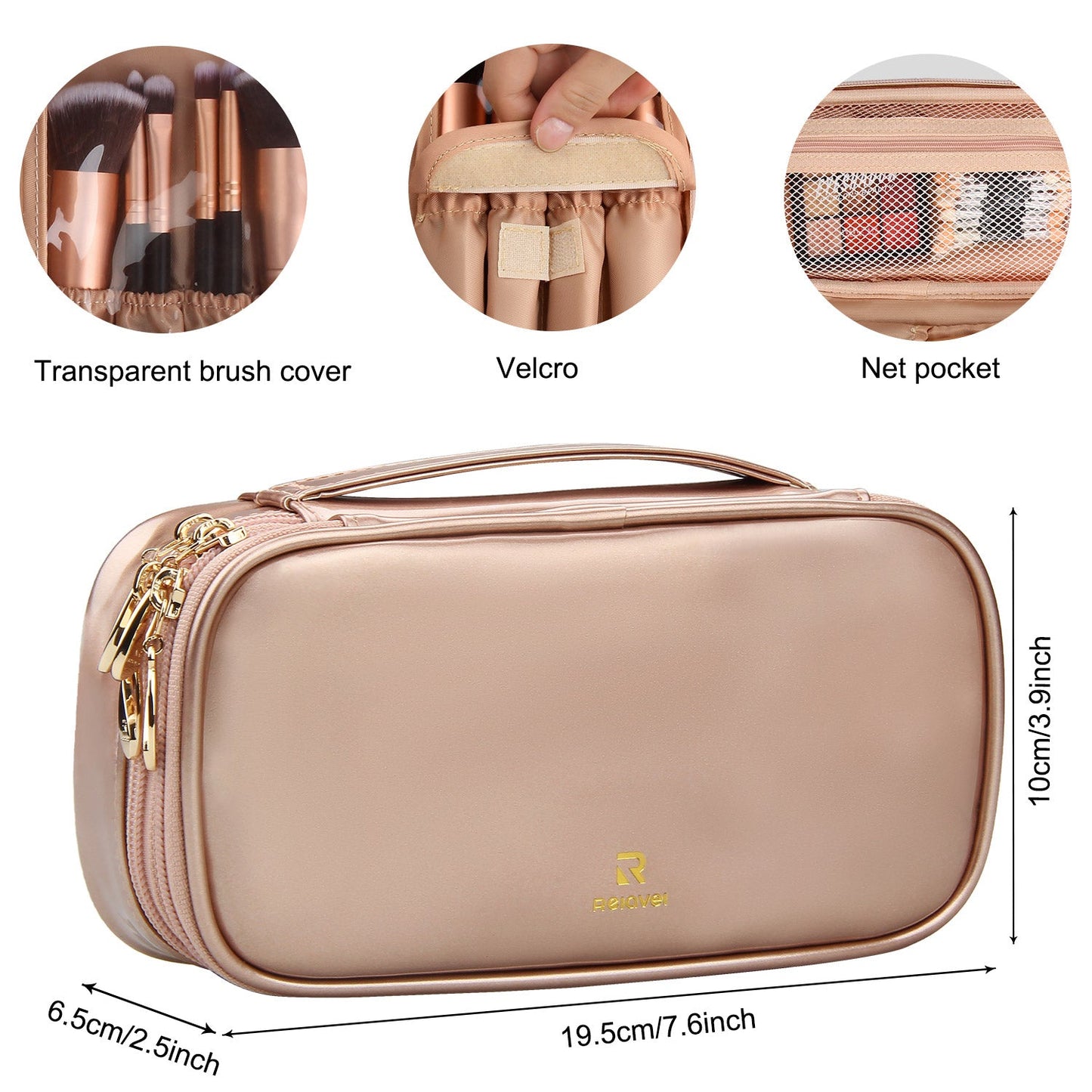 Rose Gold Small Travel Makeup Bag Cosmetic Bag