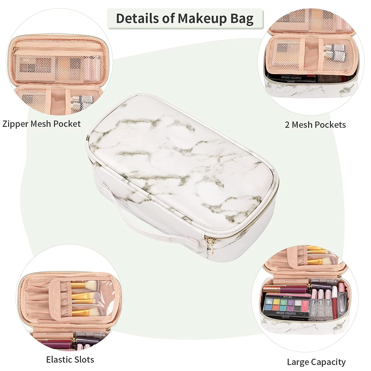 Small Marble Travel Makeup Bag