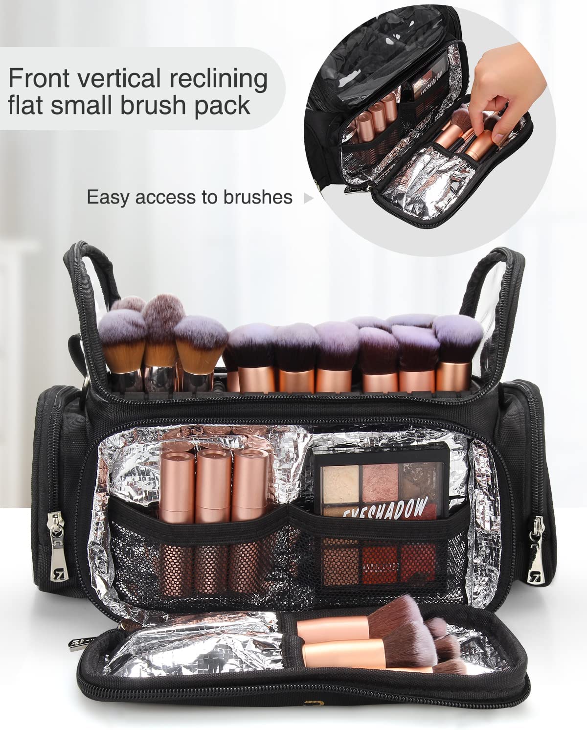 Relavel Upgraded Clear Makeup Brush Bag with Thermal insulation layer of tin foil